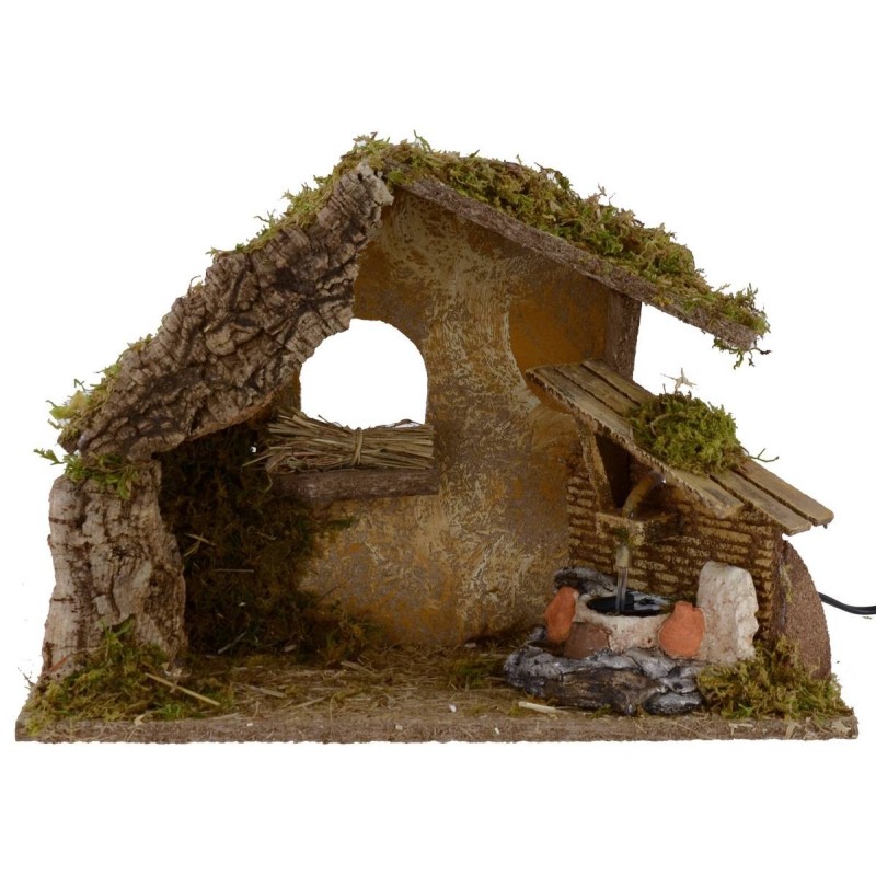 Hut with fountain functioning cm 36x16, 5x24, 5 h for Nativity