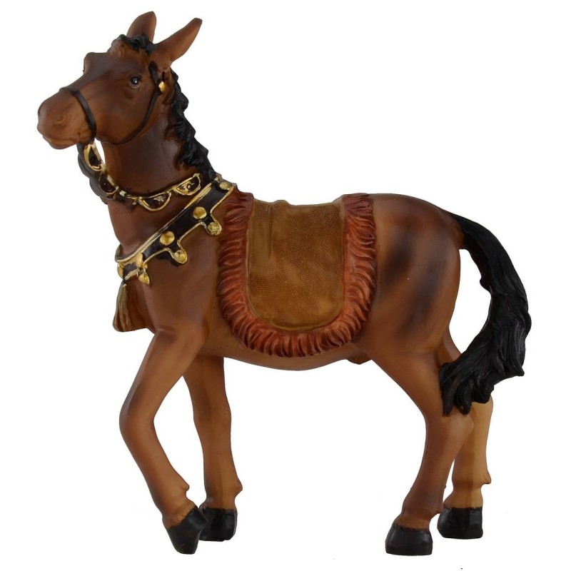 Cavallo marrone con briglie e sella per statue 12 cm Mondo