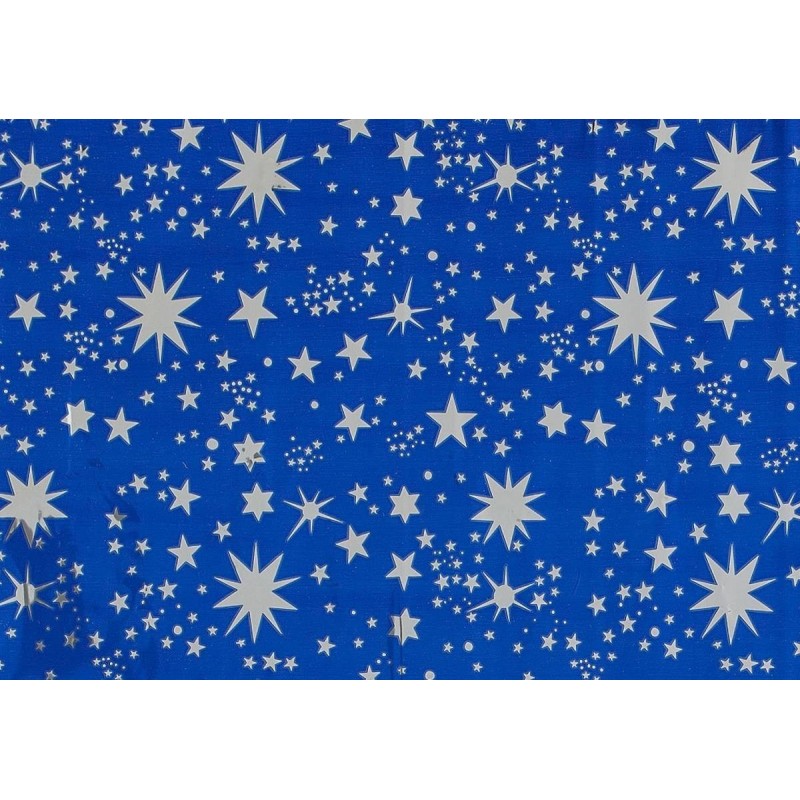 Papel celeste metalizado con estrellas plateadas 100x70 cm Mundo