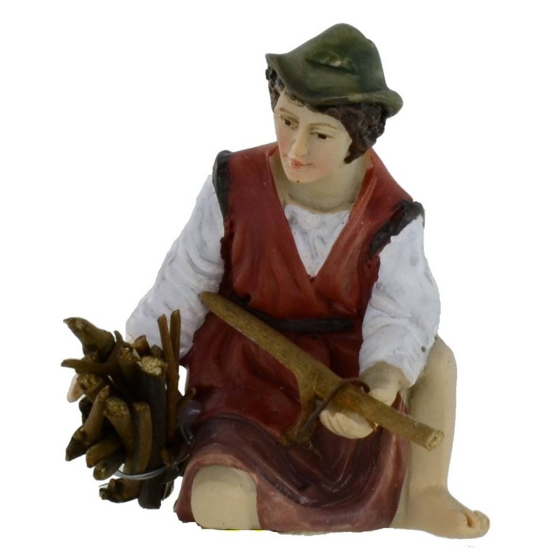 Kneeling shepherd 9 cm series in resin