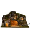 Presepe illuminated with grotto, landscape and fountain