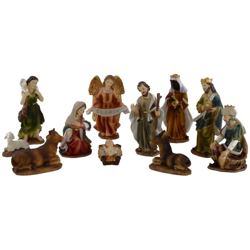 Nativity set of 11 subjects 9 cm in resin