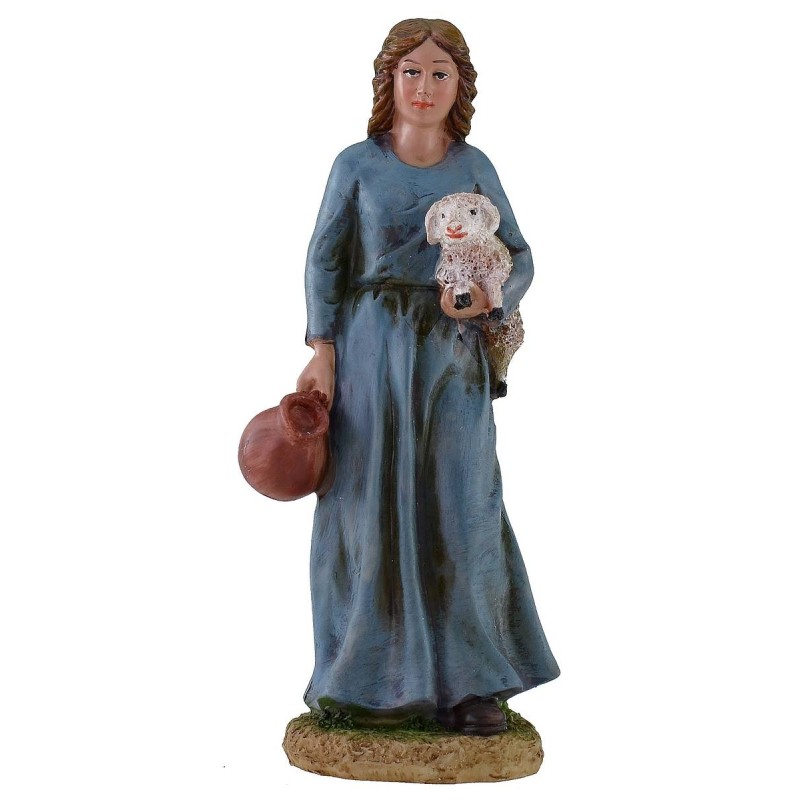 Shepherdess with lamb 20 cm in resin