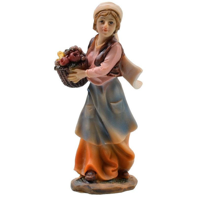 Oriental woman with basket cm 9 in resin