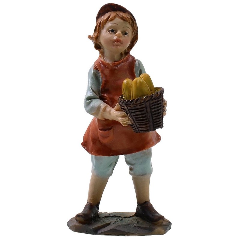 Child with basket 9 cm series in resin