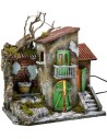 Illuminated house with functioning fountain cm 30x21x35 h