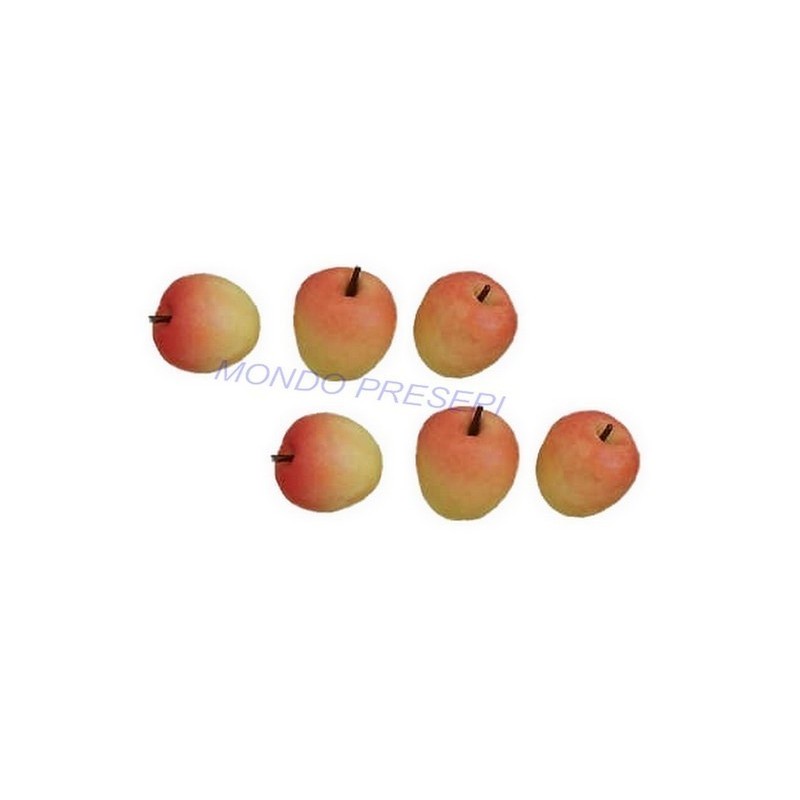 Conjunto de 6 manzanas amarillo-rojas Mondo Presepi