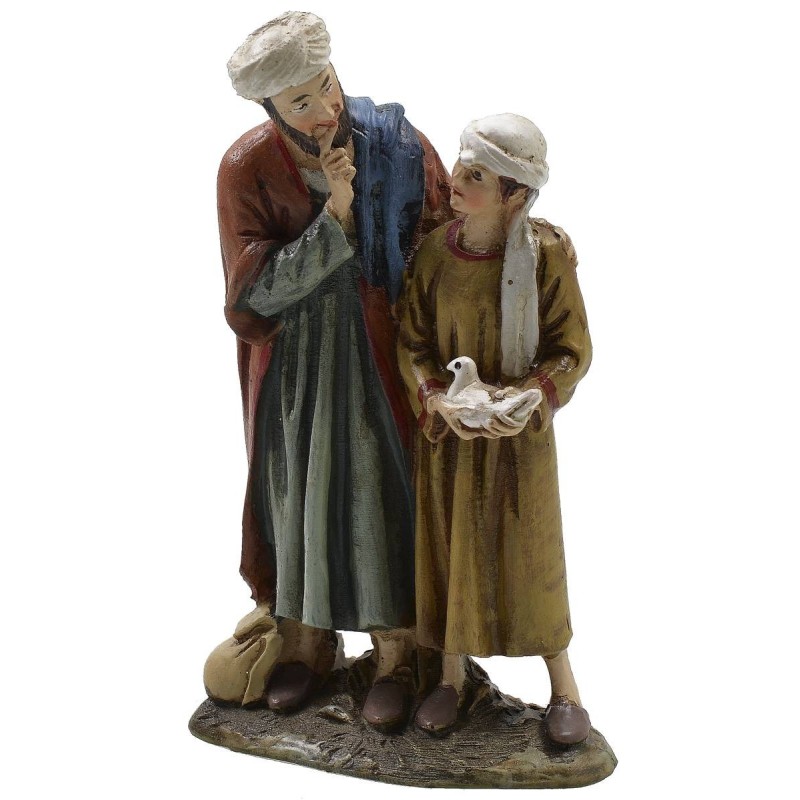 Oriental man and child in painted resin 10 cm Landi economic