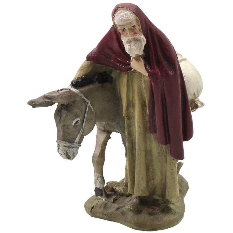 Eastern wayfarer with donkey in painted resin 10 cm Landi