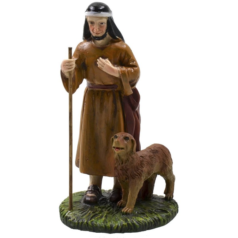 Oriental wanderer with dog in painted resin 10 cm Landi