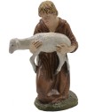 Kneeling shepherd with lamb in painted resin 10 cm Landi