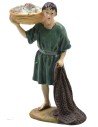 Fisherman with net in painted resin 10 cm economic series Landi