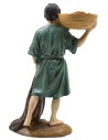 Fisherman with net in painted resin 10 cm economic series Landi