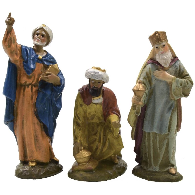 Tres Reyes Magos en resina pintada serie de 10 cm