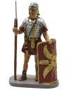 Roman soldier with shield and spear in painted resin 10 cm