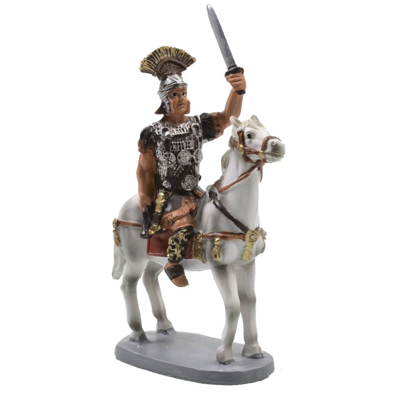 Soldato romano a cavallo in resina dipinta 10 cm serie