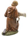 Adoring kneeling with lamb in painted resin 12 cm Landi