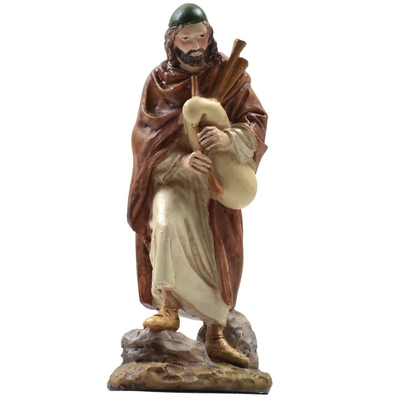 Shepherd with bagpipe in painted resin 12 cm Landi economic