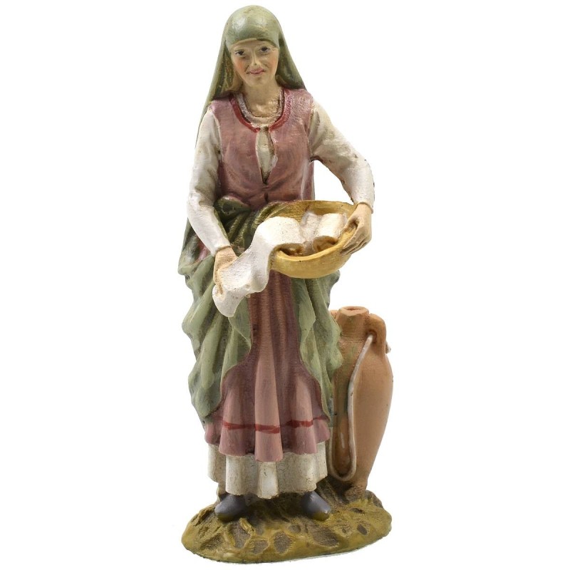 Oriental woman with cloths in painted resin 10 cm economic