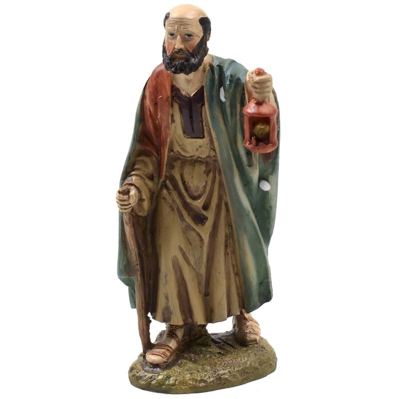 Shepherd with lantern in painted resin 12 cm Landi economic