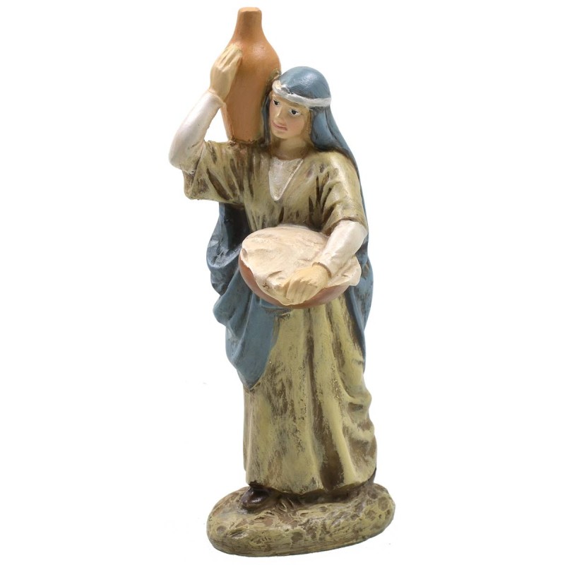 Woman with amphora and basket in painted resin 12 cm Landi
