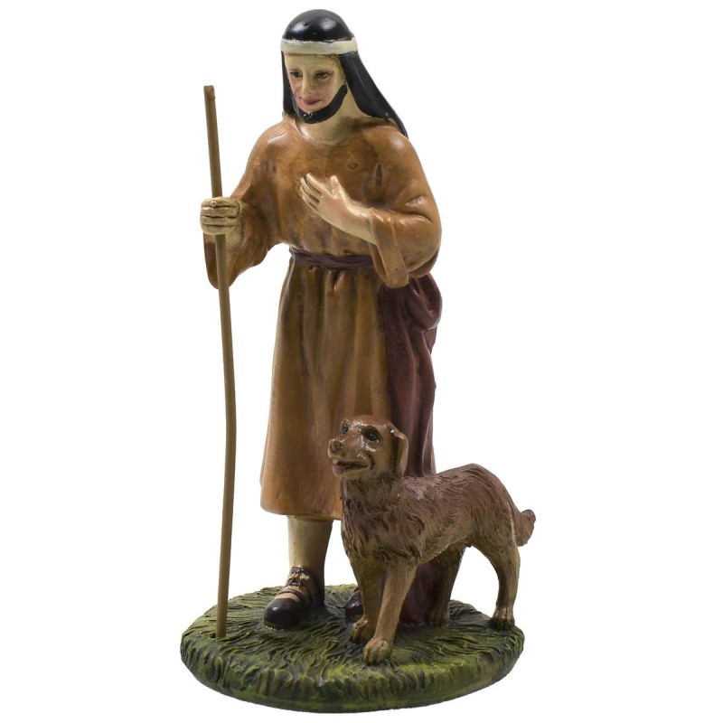 Oriental shepherd with dog in painted resin 12 cm Landi