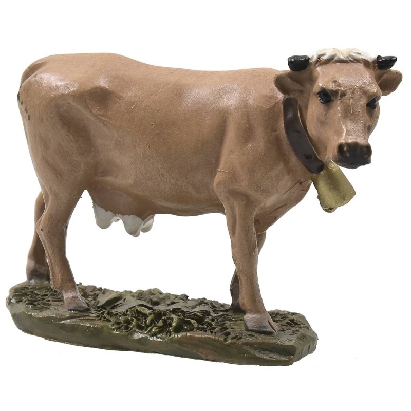 Ox with cowbell in painted resin for statues 10 cm Landi