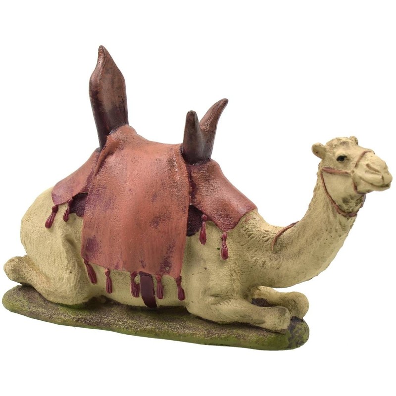 Seated dromedary with saddle in painted resin for statues 10 cm