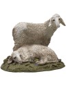 Pair of sheep in painted resin for statues 10 cm Landi economic