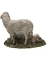 Pair of sheep in painted resin for statues 10 cm Landi economic