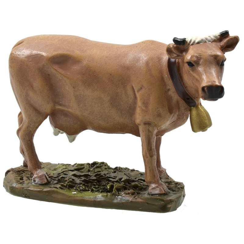 Ox with cowbell in painted resin for statues 12 cm Landi