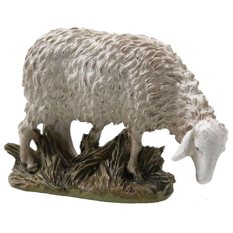 Sheep with low head in painted resin for statues 12 cm Landi