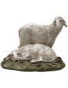 Pair of sheep with painted resin base for statues 12 cm Landi