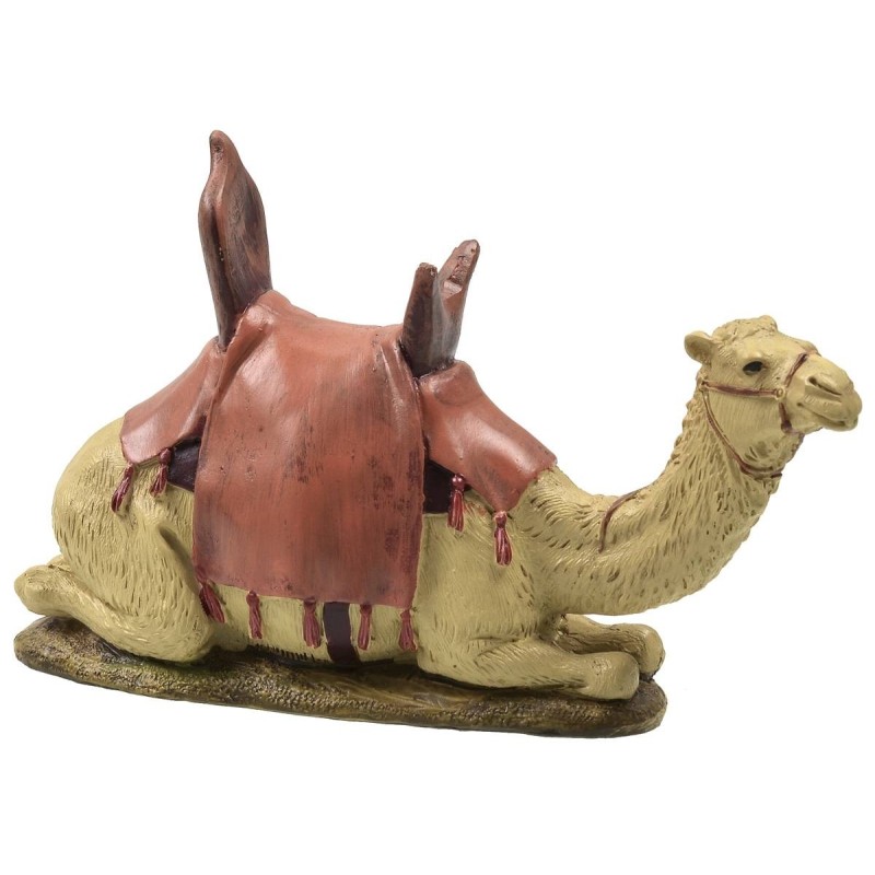 Seated dromedary with saddle in painted resin for statues 12 cm