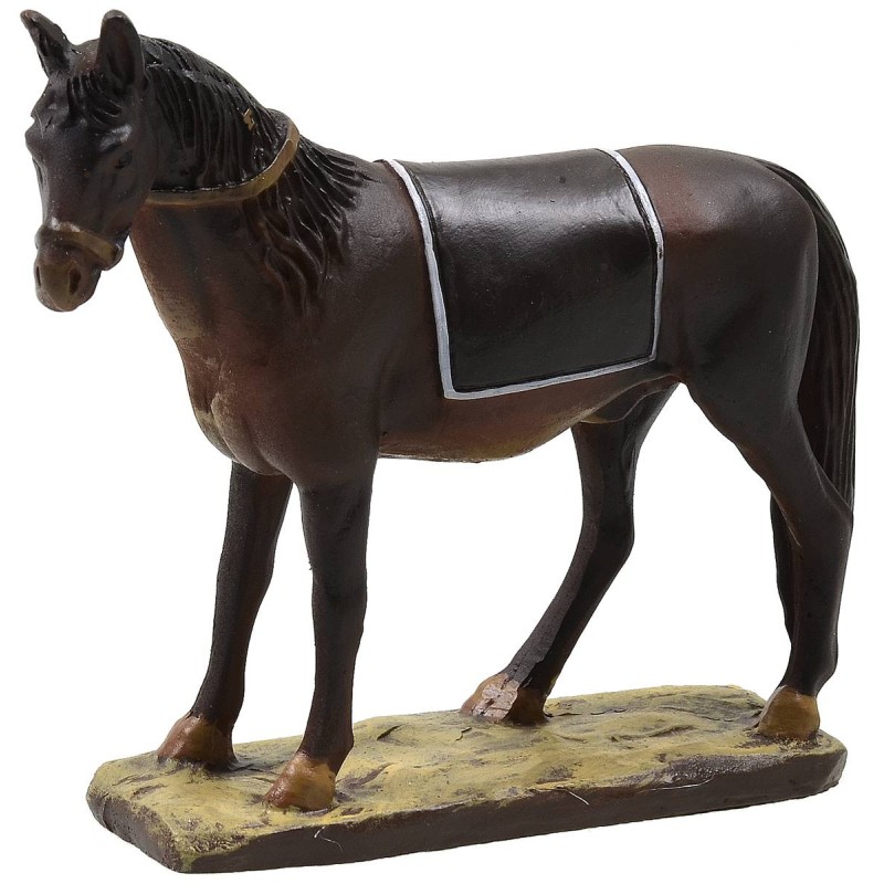 Horse saddled in painted resin for statues 12 cm Landi economic