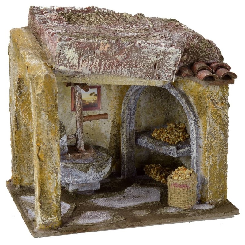 Ambientazione di una macina per presepe cm 19,5x14x18 h per