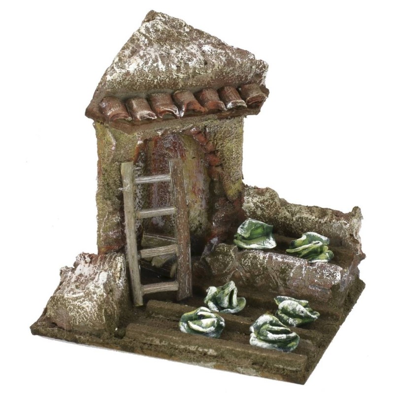 Nativity garden with corner ruin 11.5x9x11.5 h for statues of 6