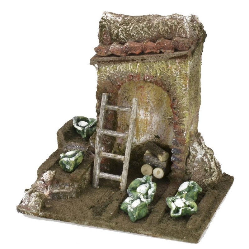 Nativity garden with ruin 11.5x9x11 cm h for statues of 6 cm