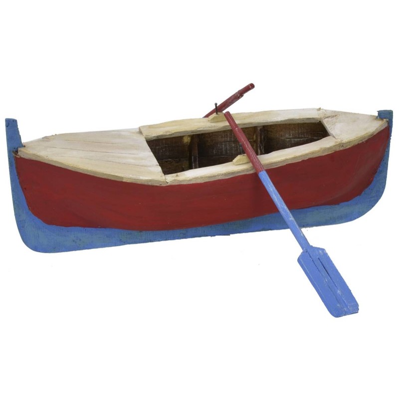Painted wooden boat with oars 20x9.5x5.5 cm h
