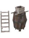 Barrel with ladder and millstone for grapes cm 10,5Øx22 h