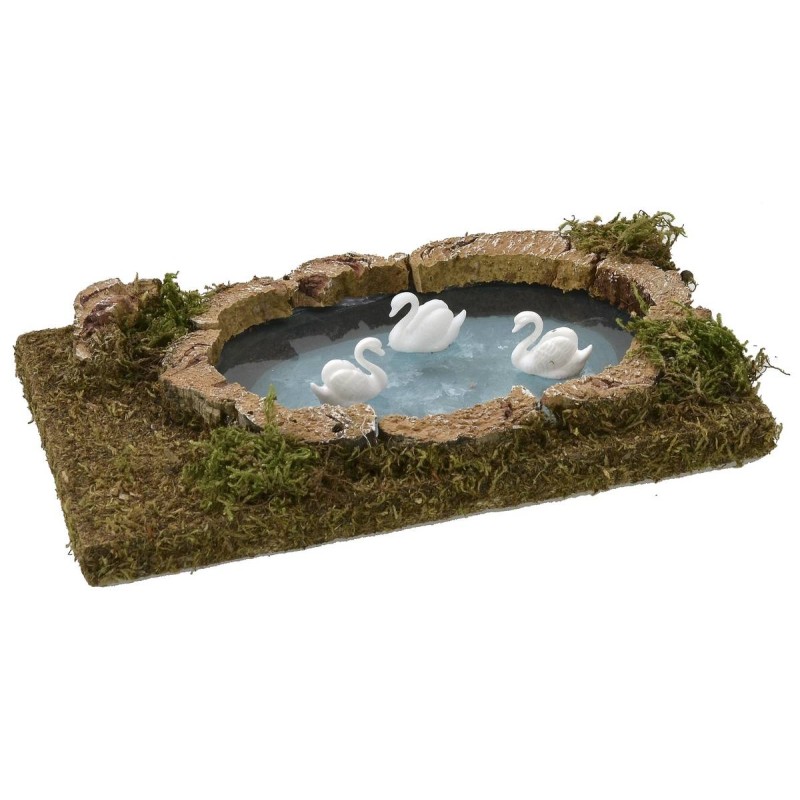 Pond with swans cm 20x12,5x4 h for statues of 8-10 cm