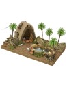 Illuminated Arab tent complete with Landi statues with pond and