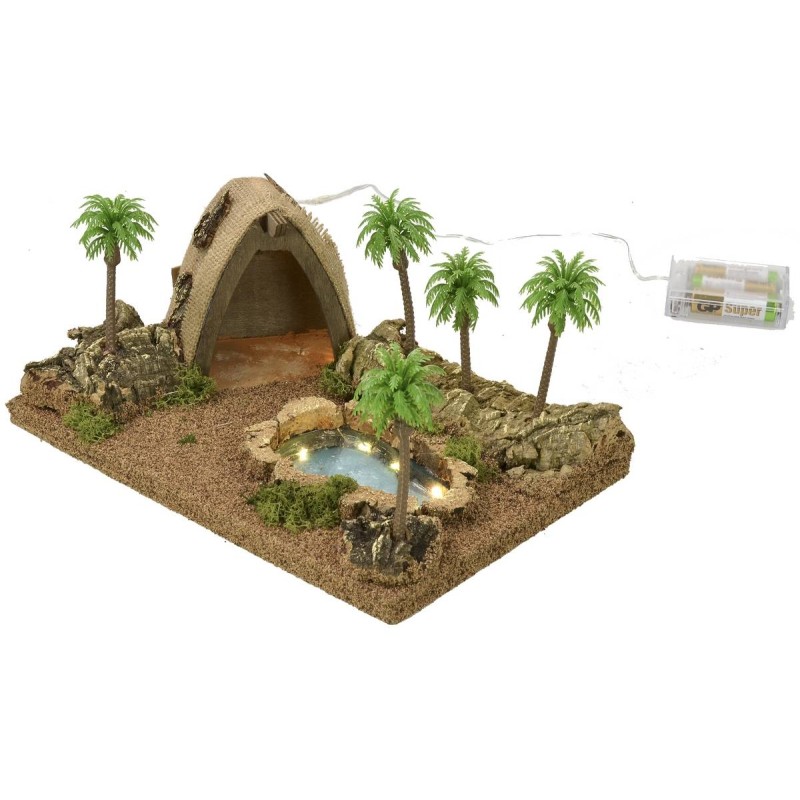 Tenda araba illuminata con laghetto e palme cm 26,5x18x12,5 h
