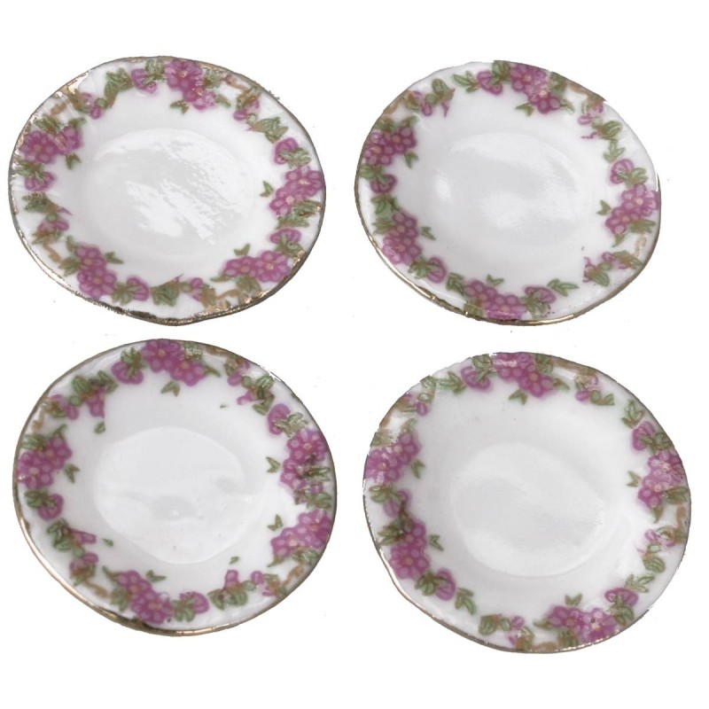 Set of 4 ceramic plates with decorated rim ø 2,2 cm