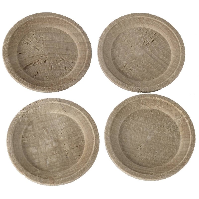 Juego de 4 platos de madera ø 4,4 cm Mundo Pesebres