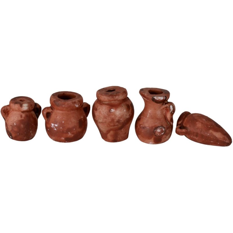 Set of 5 terracotta amphorae 2-2.5 cm h.