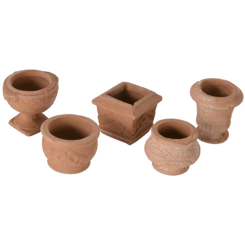 Conjunto de 5 macetas de terracota de 2,4-2,9 cm de altura. Mundo