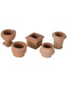 Set of 5 terracotta vases cm 2,4-2,9 h.