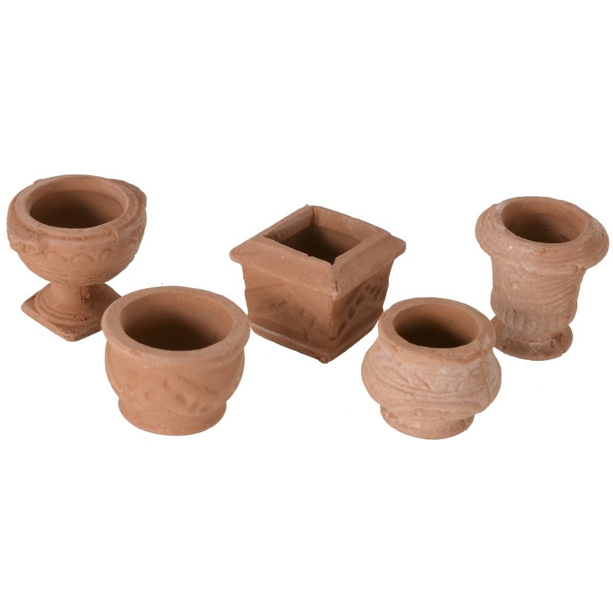 Set 5 vasi in terracotta cm 2,4-2,9 h. Mondo