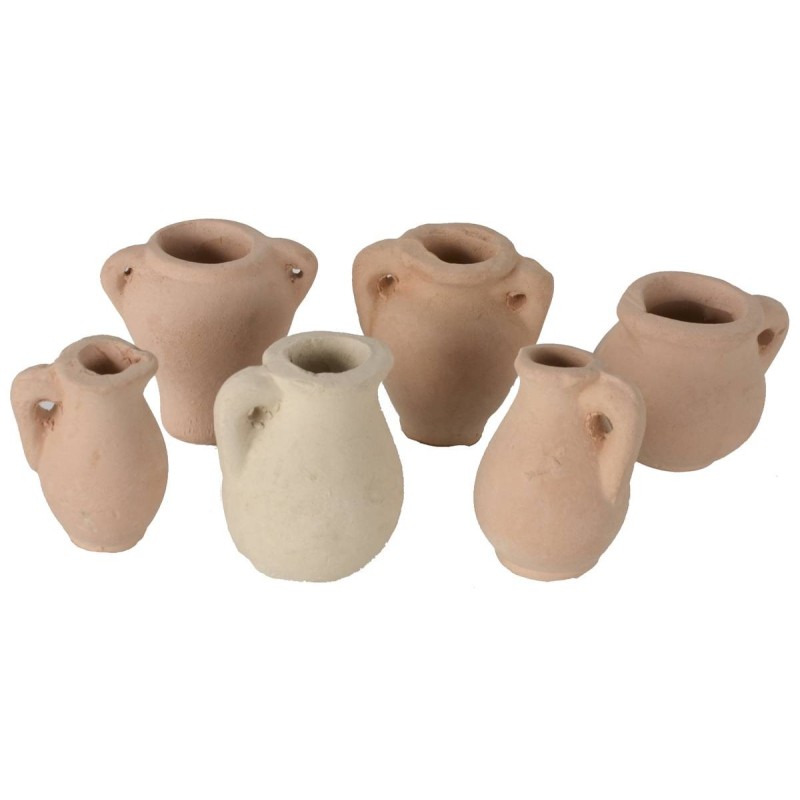 Conjunto de 6 ánforas de terracota de 1,9-2,6 cm de altura. Mundo